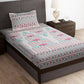 Story@home Grey & Pink Ethnic Motifs 180 TC Bedsheet with Pillow Cover - Swadesiicart