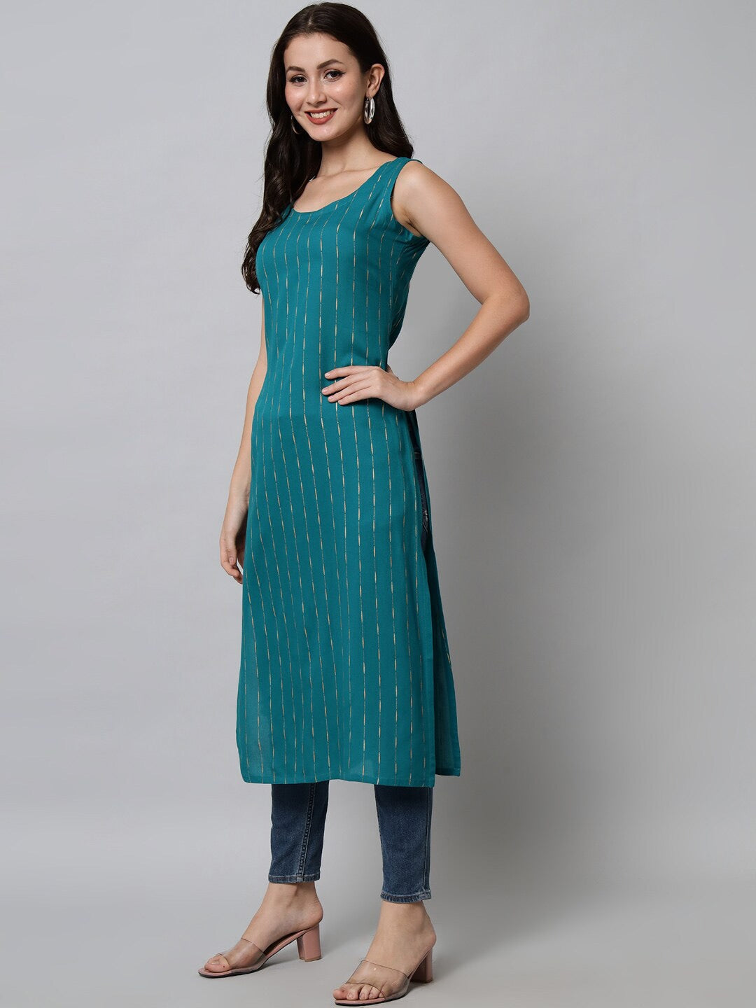 Kalini Women Turquoise Blue Printed Kurta - Swadesiicart
