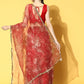 Tikhi Imli Red Floral Sequinned Organza Saree | Swadesiicart