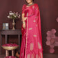 Joban Fashion Pink Floral Motifs Banarasi Silk Sarees | Swadesiicart