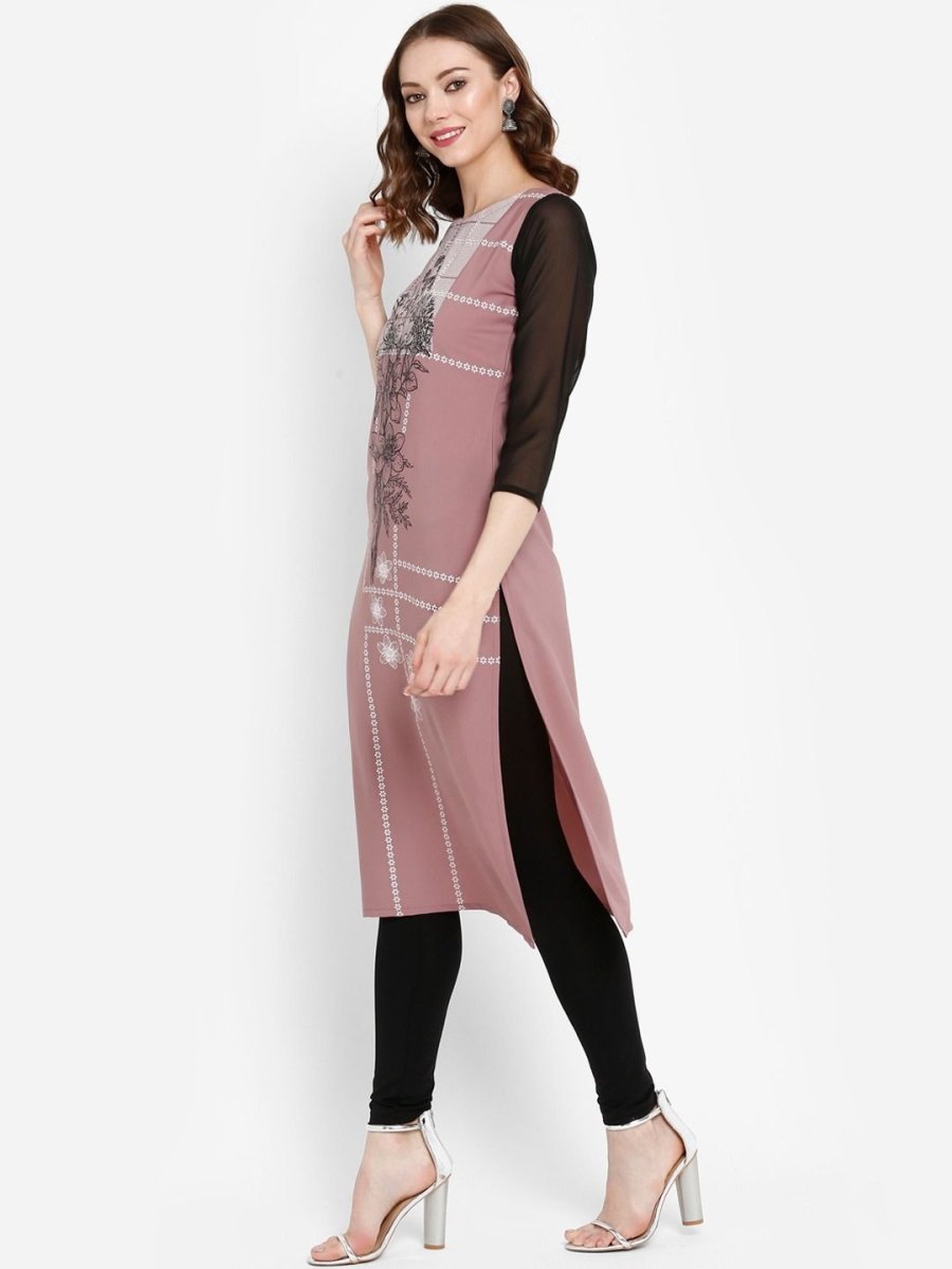 Ahalyaa Women Mauve Printed Straight Kurta | Swadesiicart