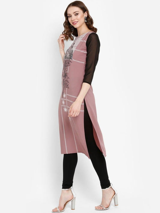 Ahalyaa Women Mauve Printed Straight Kurta | Swadesiicart