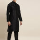 Sojanya Men Black Solid Kurta with Churidar & Nehru Jacket | Swadesiicart