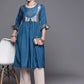 Biba Women Teal Blue & Golden Ethnic Motifs Yoke Design A-Line Kurta - Swadesiicart