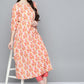 HERE&NOW Women Orange & White Ethnic Motifs Printed Kurta - Swadesiicart
