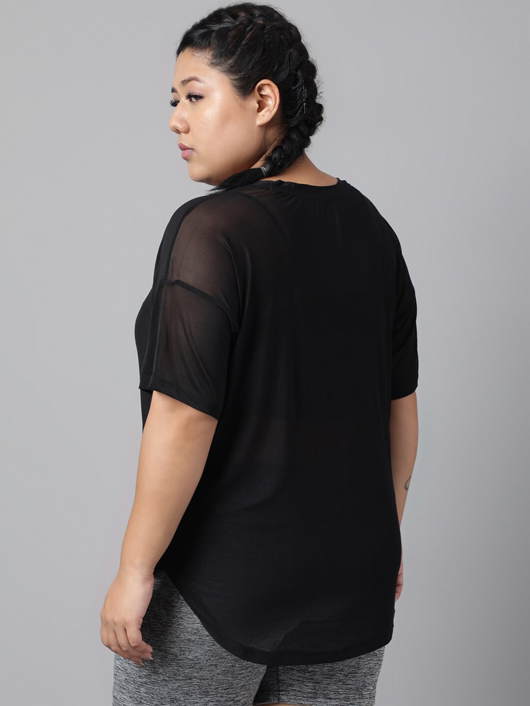 MKH Plus Size Typography Printed Drop-Shoulder Sleeves Dri-FIT Relaxed Fit Sports T-shirt - Swadesiicart
