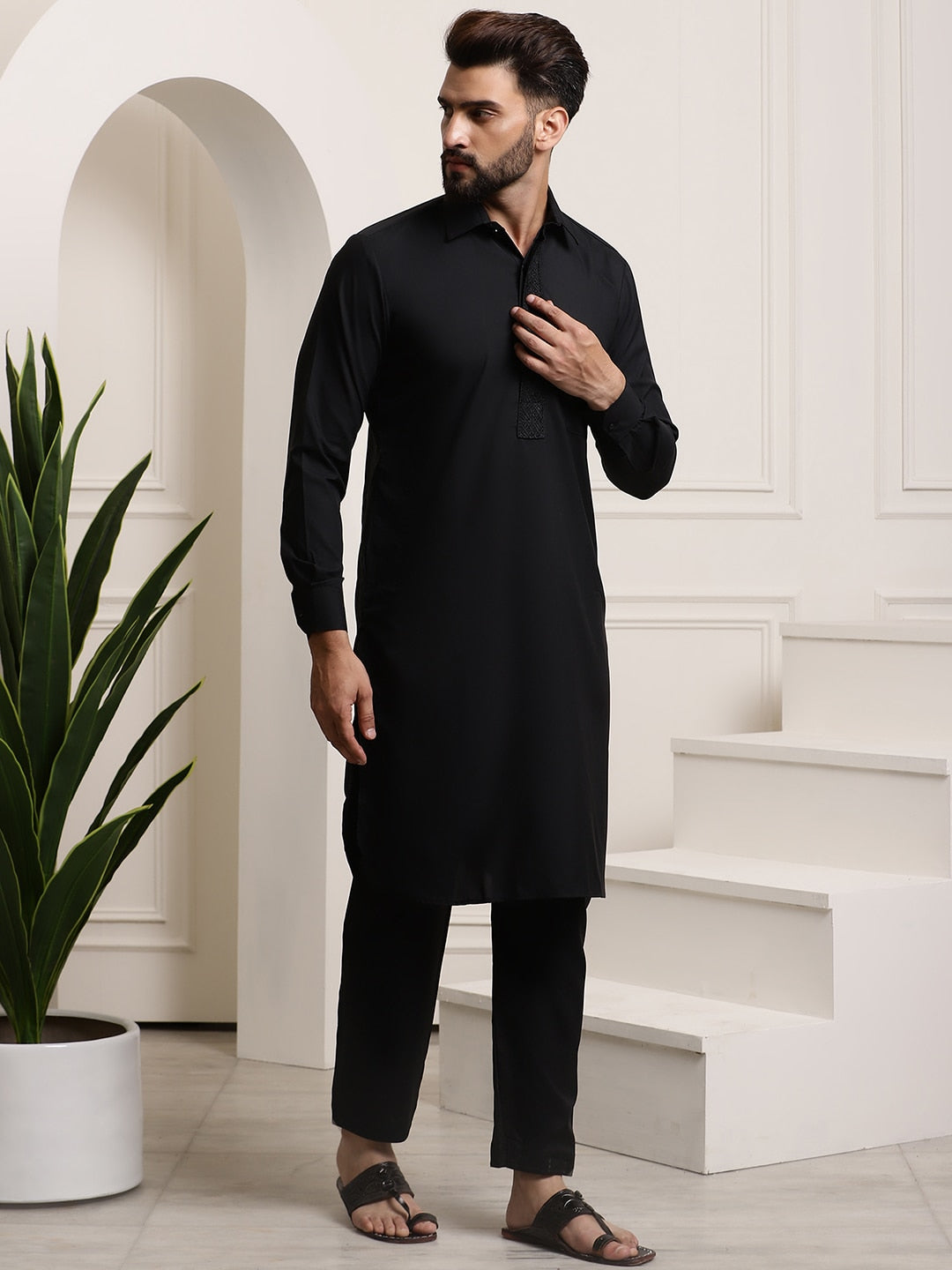Sojanya Cotton Linen Kurta With Pyjamas | Swadesiicart