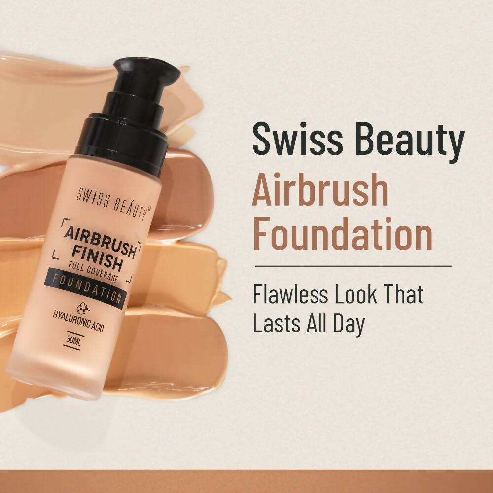 Swiss Beauty Airbrush Finish Full Coverage Foundation - Golden Beige | Swadesiicart