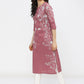 Vishudh Woman Pink Floral Printed Keyhole Neck Kurta - Swadesiicart