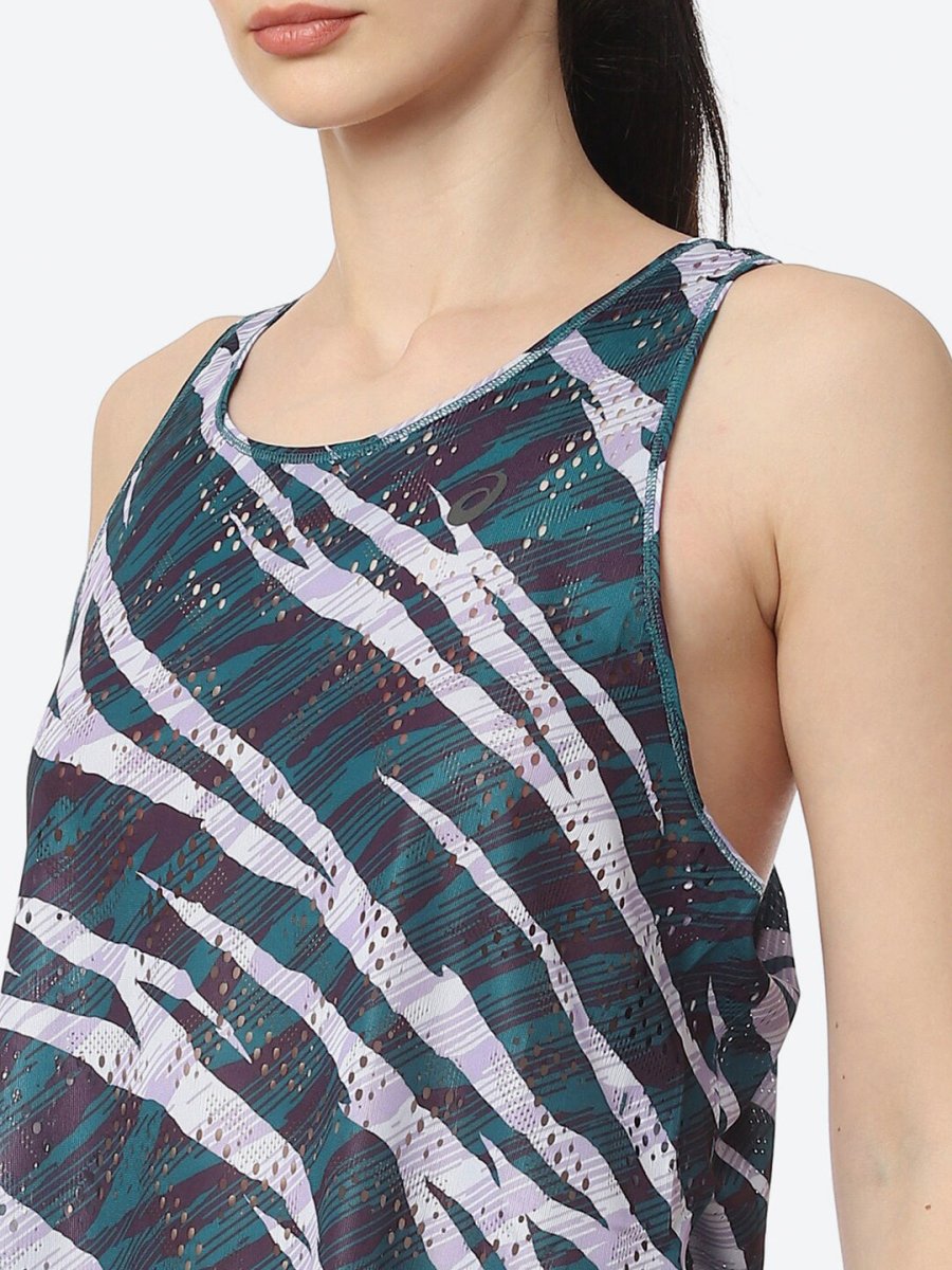 ASICS Ventilate Actibreeze Aop Women White Green Printed T-shirt | Swadesiicart