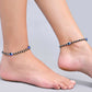 VOJ Set of 2 Silver Plated Evil Eye With Black And Silver Beads Anklet - Swadesiicart