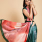Sangria Peach-Coloured & Blue Satin Ready to Wear Saree | Swadesiicart