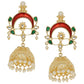Shoshaa Gold-Polished & Red Enamelled Classic Jhumkas | Swadesiicart