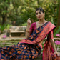 Vishnu Weaves Women's Navy-Blue Pashmina Silk Thread Woven Saree with Blouse - Swadesiicart