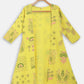 Ahalyaa Yellow Viscose Rayon Printed Kids Top & Palazzo Sets With Jacket For Girls | Swadesiicart