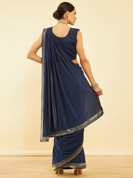 Soch Blue Beads and Stones Ready to Wear Saree | Swadesiicart