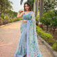 Vamsee Snehalata Sea Green Shimmer Silk Saree - Swadesiicart