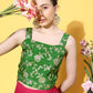 InWeave Women's Green Brocade Strappy Top W Fuchsia Green Brocade Palazzo Set - Swadesiicart