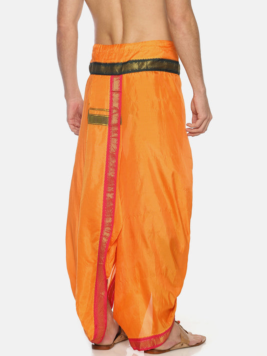 Sethukrishna Men Orange Solid Readymade Dhoti Pant | Swadesiicart
