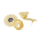 Shoshaa Gold-Polished Navy Blue Kundan-Studded Classic Jhumkas | Swadesiicart