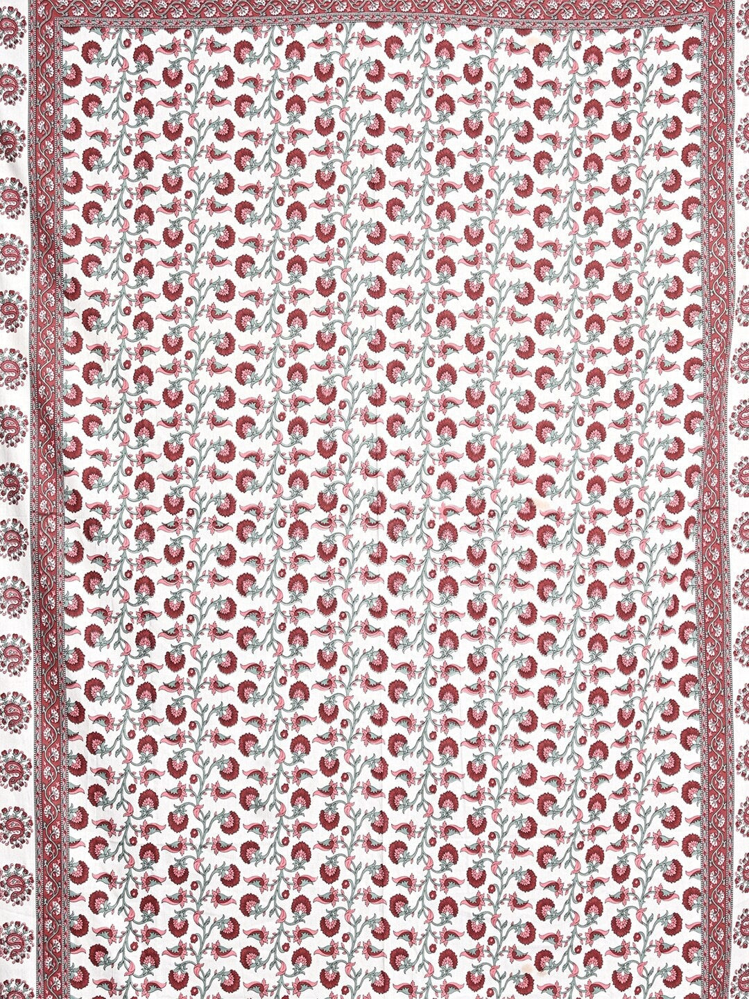 Urban Magic Pink & White Ethnic Motifs Cotton 104 TC King Bedsheet & 2 Pillow Covers - Swadesiicart