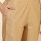 Janasya Women's Gold Crepe Silk Yoke Embroidery Festive Straight Kurta Set | Swadesiicart