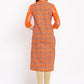 HERE&NOW Orange & White Ethnic Motifs Printed Straight Kurta - Swadesiicart