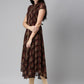 Souchii Women Brown & Red Floral Printed Block Print Kurta - Swadesiicart