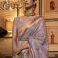 Mitera Lavender & Gold-Toned Ethnic Motifs Zari Silk Blend Banarasi Saree | Swadesiicart