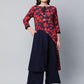 Ahalyaa Women's Navy Blue Rayon Wax Printed Kurta Palazzo Set | Swadesiicart