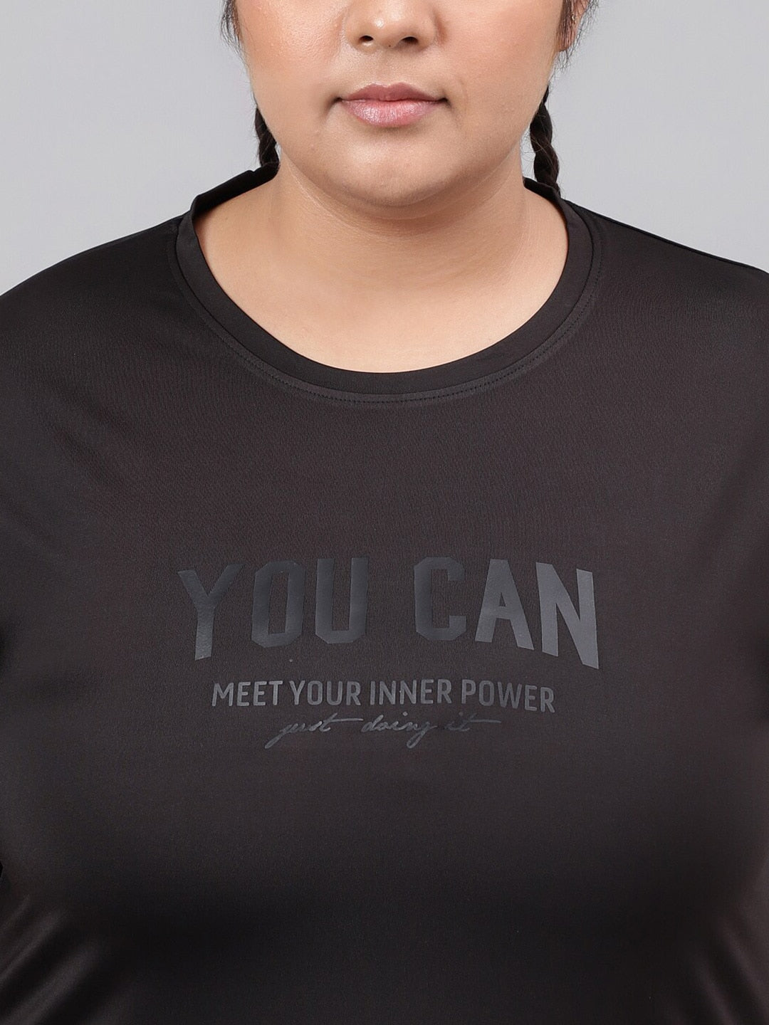 MKH Plus Size Typography Printed Drop Shoulder Sleeves Relaxed Fit Dri-FIT Sports T-Shirt - Swadesiicart
