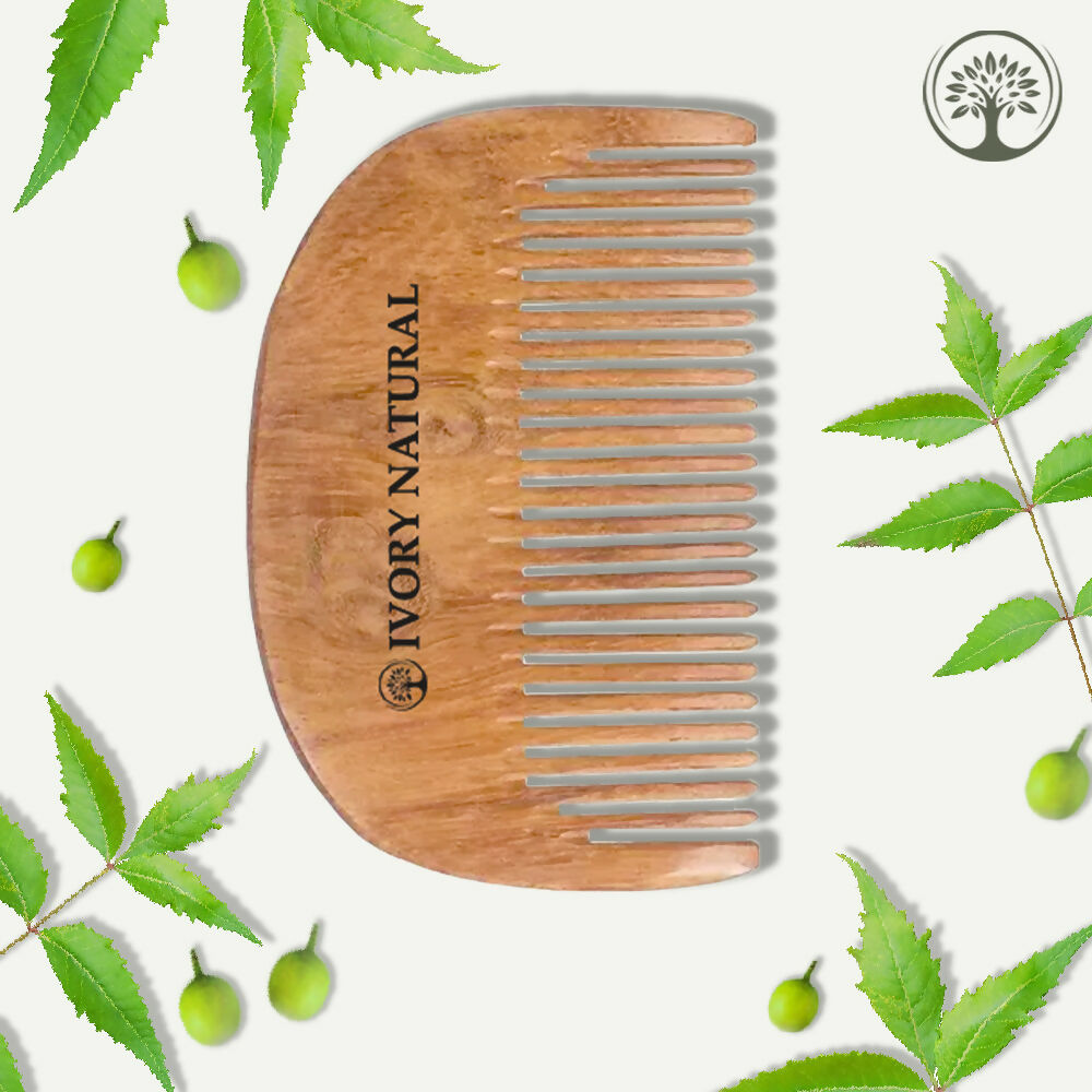 Ivory Natural Beard Kacchi Neem Wooden Comb - Natural Grooming For Beard - Ivory Natural