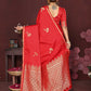 Joban Fashion Red Floral Banarasi Silk Sarees | Swadesiicart