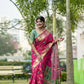 Vishnu Weaves Women's Rani Banarasi Silk Saree with Blouse - Swadesiicart