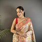 Joban Fashion Cream Banarasi Soft Silk Woven Saree | Swadesiicart