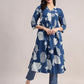 Aavyora Women's Blue Floral Printed Cotton Kurta with Trouser - Swadesiicart