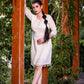 Aayaa Designer Multi Thread Hand Work Khadi Cotton One Piece Dress - Off White