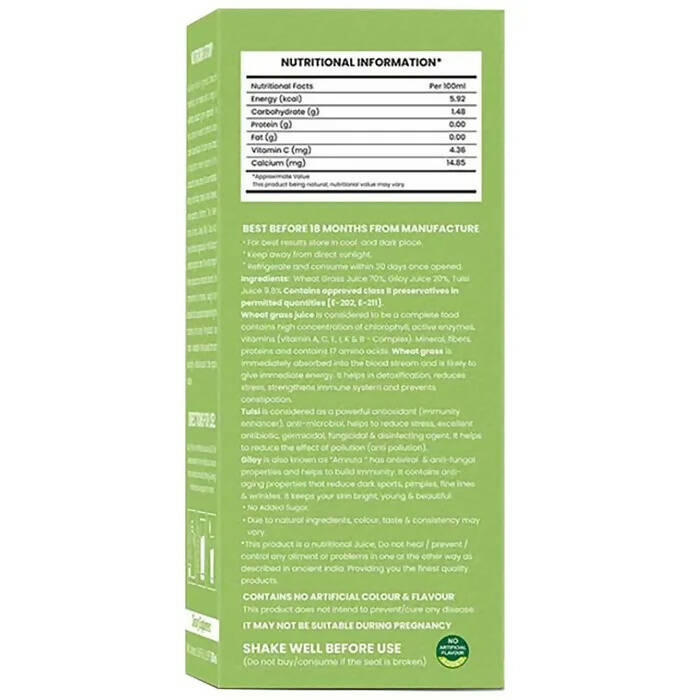Nutriorg Wheat Grass Juice with Giloy & Tulsi - Swadesiicart