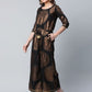 Ahalyaa Black Crepe Copper Foil Printed Jumpsuit - Swadesiicart