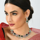 Mominos Fashion Johar Kamal Silver-Plated American Diamond Multi Colour Choker Set | Swadesiicart