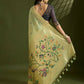 Vishnu Weaves Women's Pista Muga Cotton Thread Woven Butti with Blouse - Swadesiicart