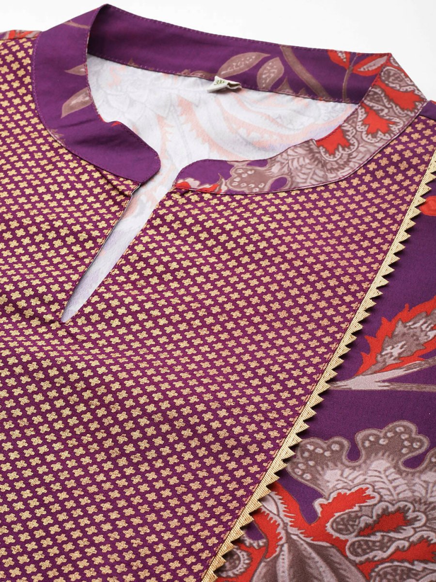 Ahalyaa Women's Traditional Wear Co-ords - Purple - Swadesiicart