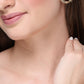 NVR Women's White & Gold-Polished Circular Shape Studs Earring | Swadesiicart