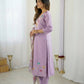 The52 Lavender Women's Gorgeous Embroidered work Viscose Gadhwal Fabric Straight Kurta, Pant and Dupatta Set - Swadesiicart