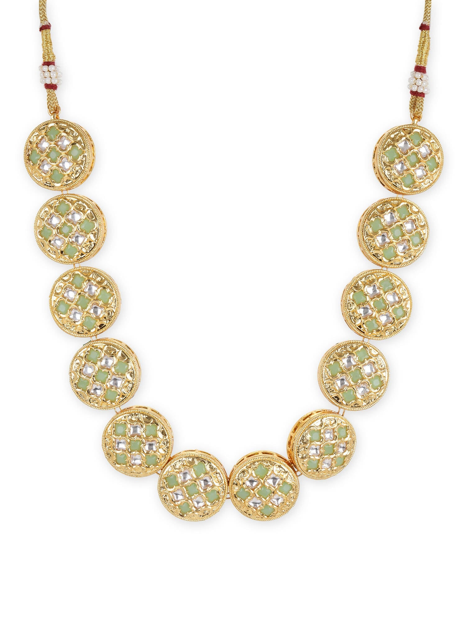 Gold-Toned White Brass Gold-Polished Necklace - Ruby Raang | Swadesiicart