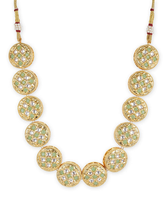 Gold-Toned White Brass Gold-Polished Necklace - Ruby Raang | Swadesiicart