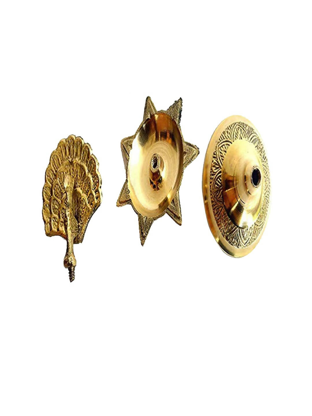 CraftVatika Gold Toned Brass Peacock Design Diya | Swadesiicart