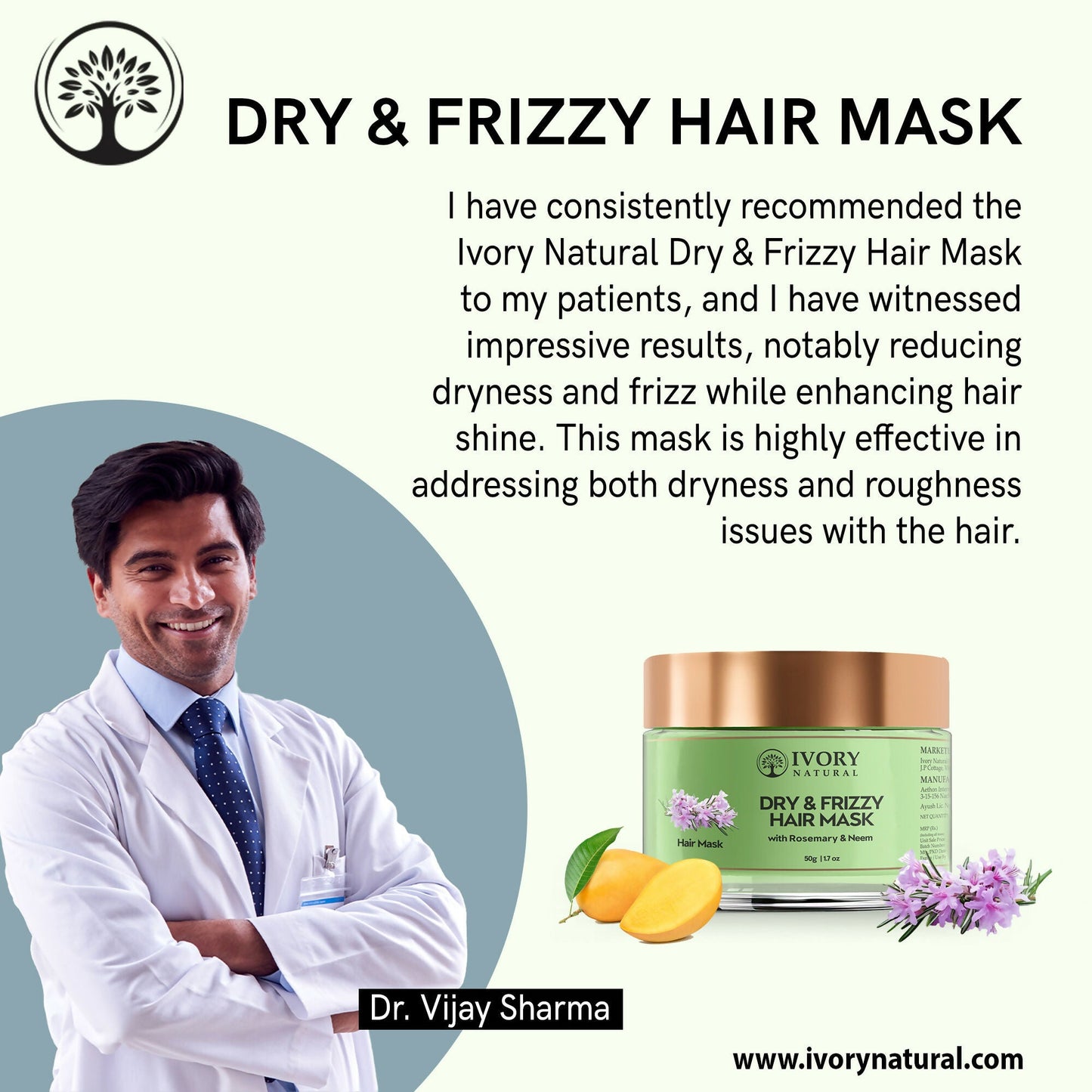 Ivory Natural Dry Rough Hair Mask For Smooths Hair, Frizz Reduction | Swadesiicart
