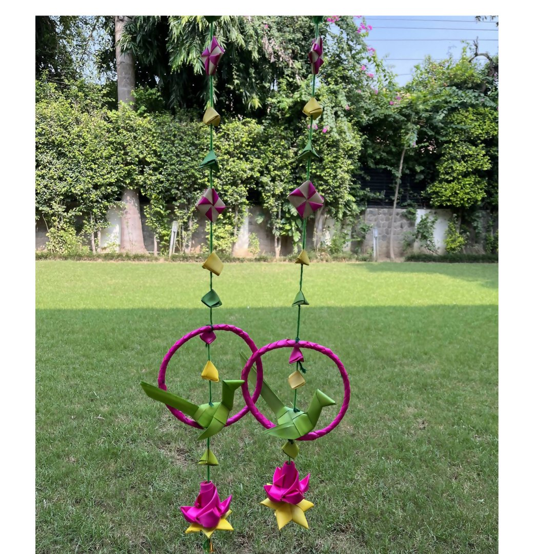 Shuddh Natural Hand Made Palm Leaf Parrot in Ring Hanging | Swadesiicart