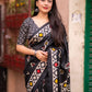 Black Silk Blend Ethnic Motifs Saree with Unstitched Blouse - Hiral Fashion